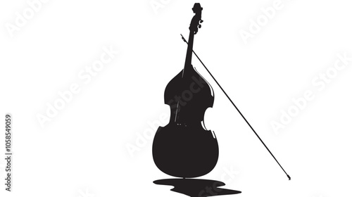 Double bass silhouette isolated on white background 