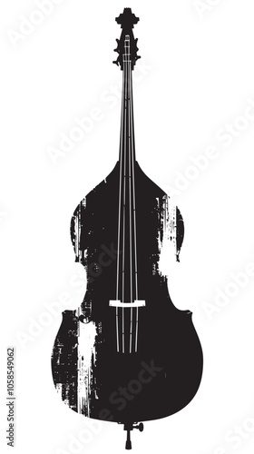 Double bass silhouette isolated on white background 