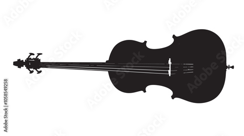 Double bass silhouette isolated on white background 