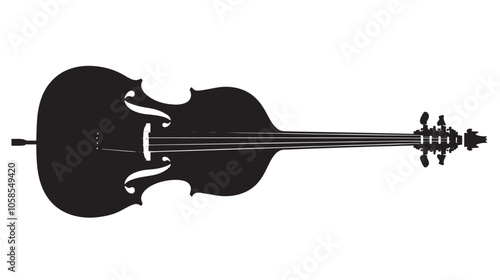 Double bass silhouette isolated on white background 