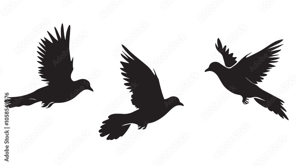 Fototapeta premium Doves silhouette isolated in White background