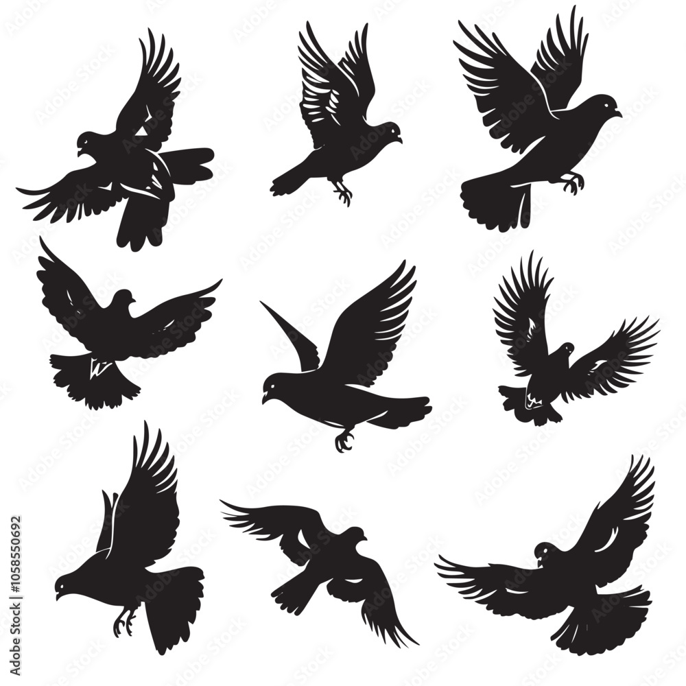 Obraz premium Doves silhouette isolated in White background