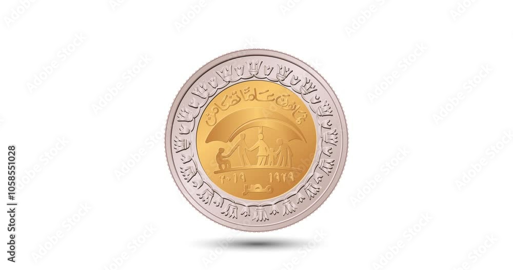 1 pound, 2020 commemorative Ministry of Solidarity. The coin appear on the screen with a captivating style. Animated vector coin. Money animation. 1 pound, 2020 commemorative Ministry of Solidarity. The coin appear on the screen with a captivating style. Animated vector coin. Money animation.