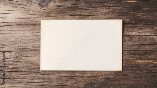 Blank card on a rustic wooden background, ideal for personal messages, invitations, or creative projects.