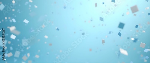 Light blue 3D confetti fluttering down in celebration