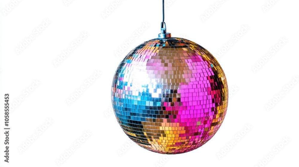 Obraz premium a cute clipart scene featuring a vibrant shiny disco ball in black isolated PNG