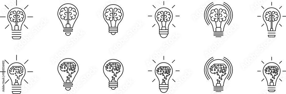 Light Bulb line icon isolated on white background. Idea sign, solution, thinking concept. Lighting Electric lamp, electricity, shine, shiny. Flat style for graphic design, logo, web site, UI. Light Bulb line icon isolated on white background. Idea sign, solution, thinking concept. Lighting Electric lamp, electricity, shine, shiny. Flat style for graphic design, logo, web site, UI.