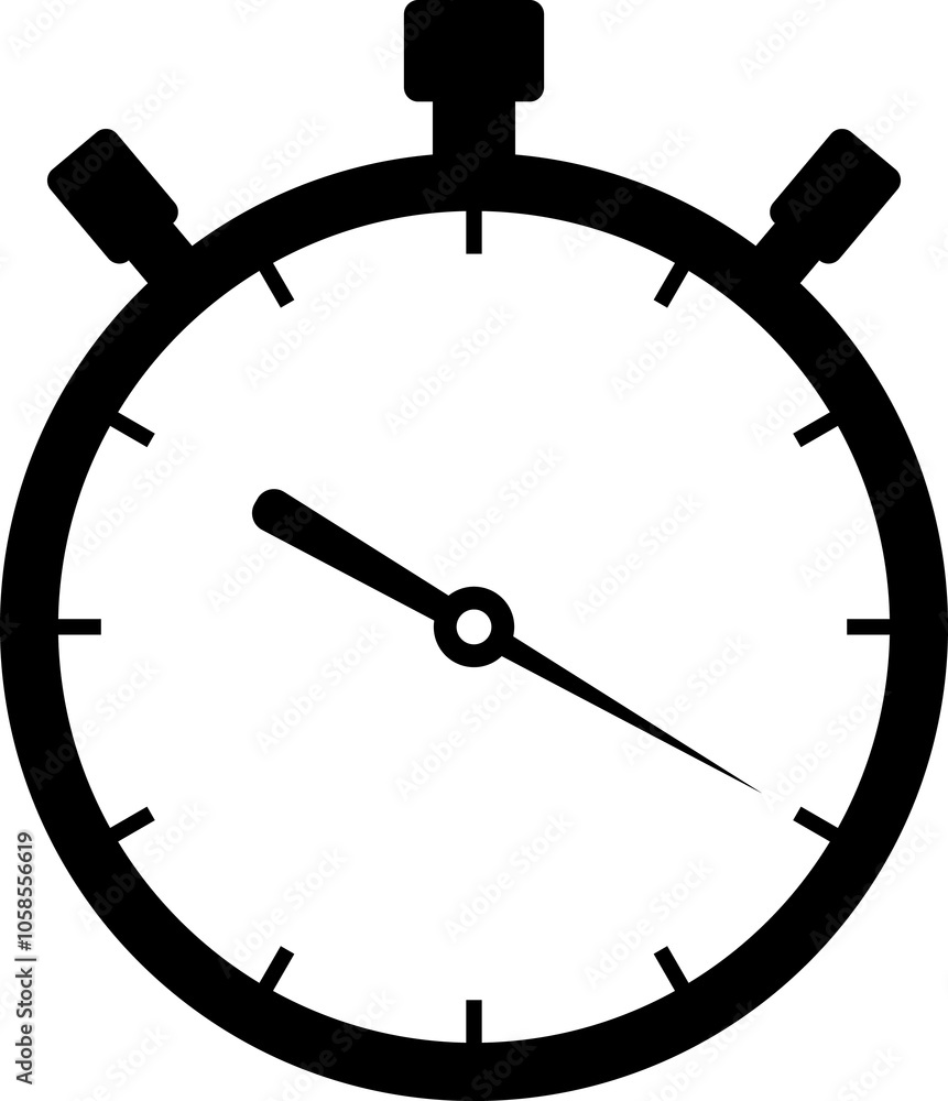 Stopwatch icon black and white - Shortest time. Stopwatch icon black and white - Shortest time.