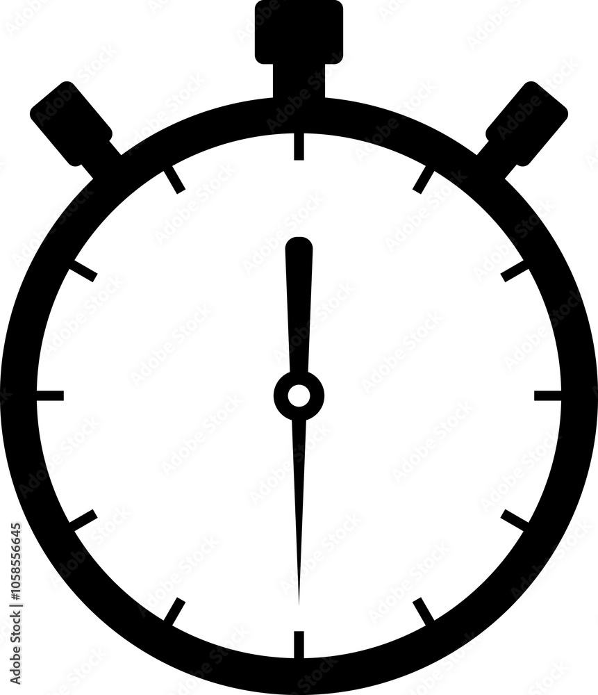 Stopwatch icon black and white - Shortest time. Stopwatch icon black and white - Shortest time.