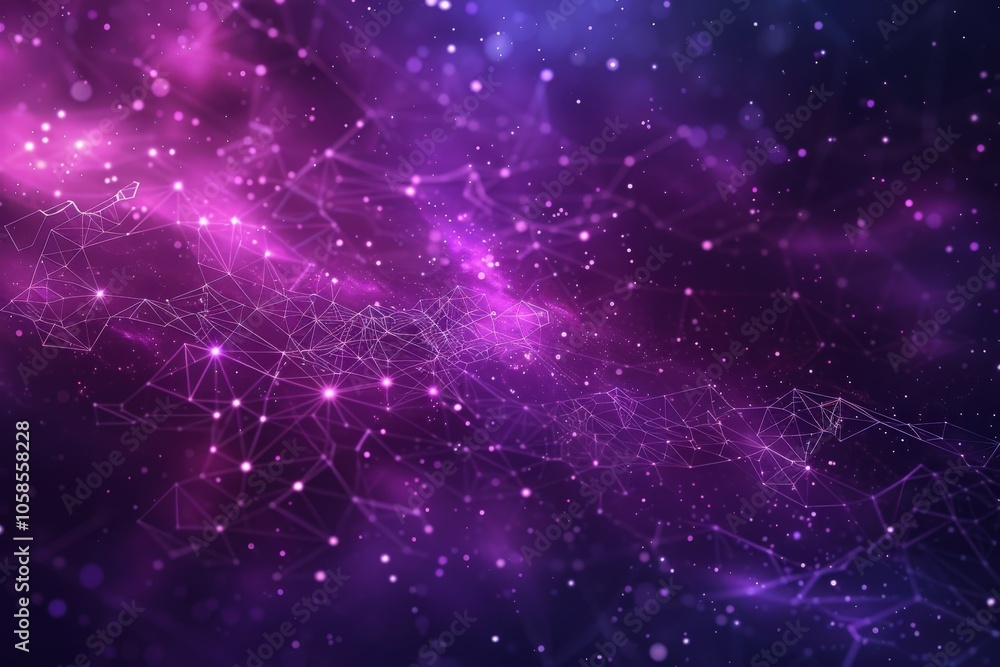 Abstract Purple Galaxy with Interconnected Lines and Stars Abstract Purple Galaxy with Interconnected Lines and Stars