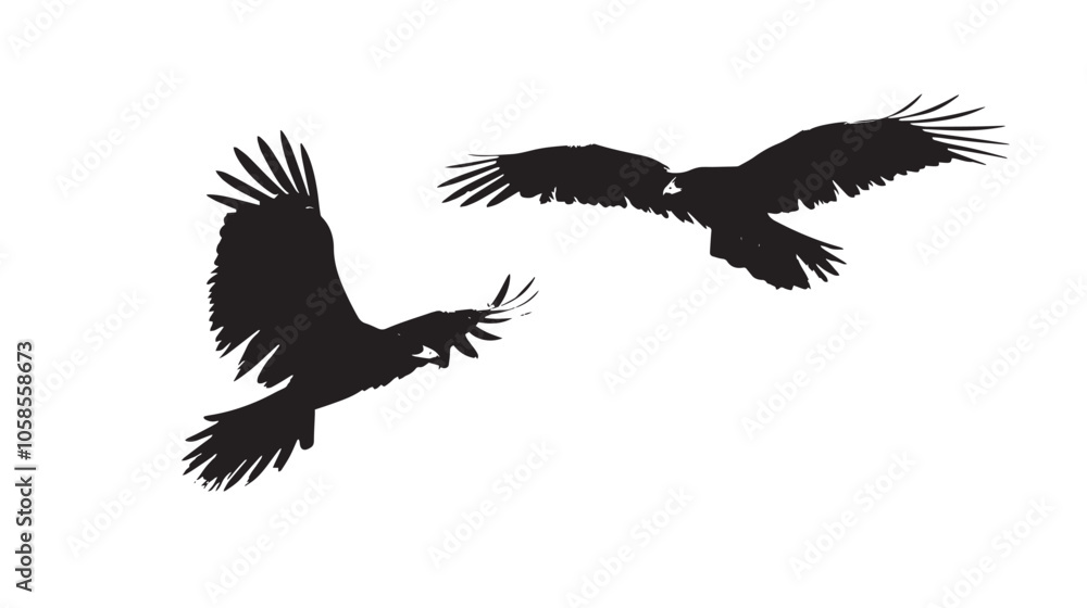 Eagles silhouette isolated in White background Eagles silhouette isolated in White background