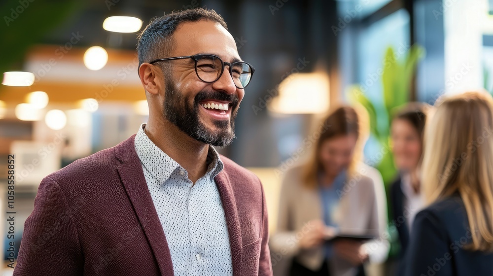 Fototapeta premium Engaging networking event with diverse attendees connecting and sharing ideas