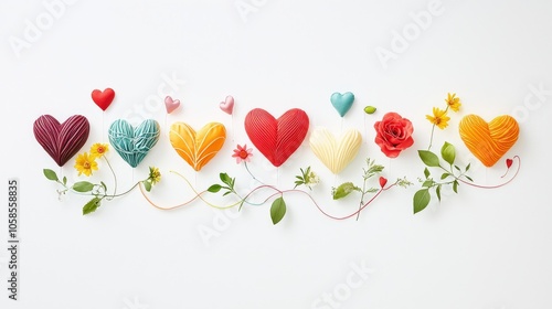 Whimsical collection of  designed as hearts, artistically displayed with a heartbeat line running through a gentle heart background, creating a powerful visual narrative of love  photo