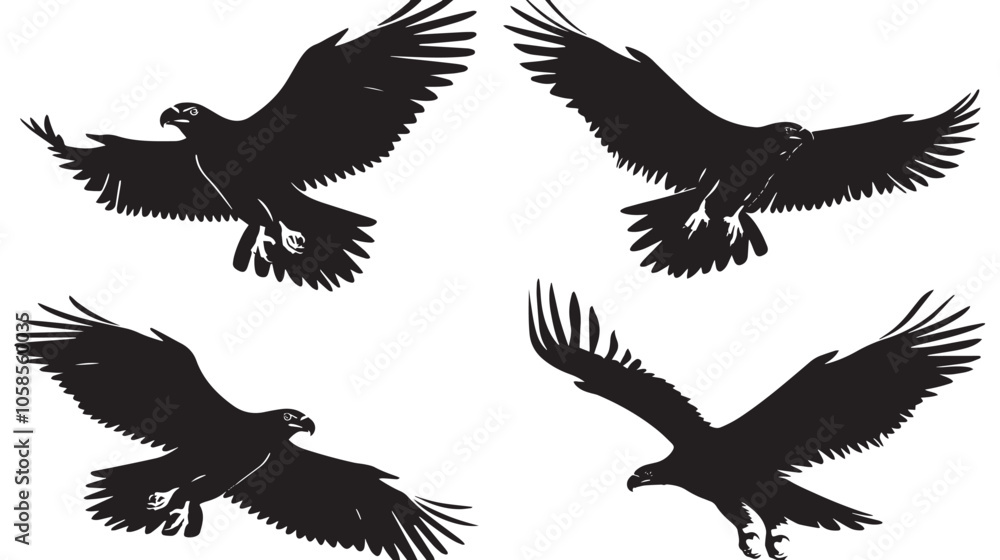 Obraz premium Eagles silhouette isolated in White background
