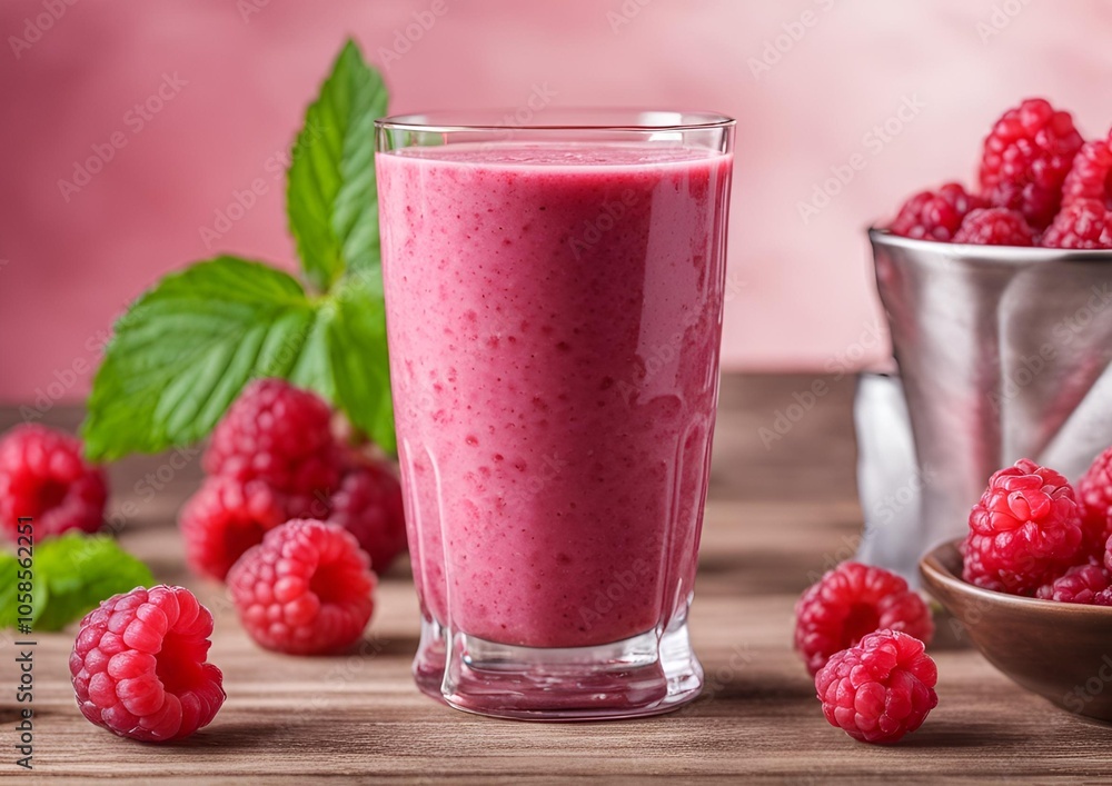 Raspberry Smoothie drink front view. Raspberry Smoothie drink front view.