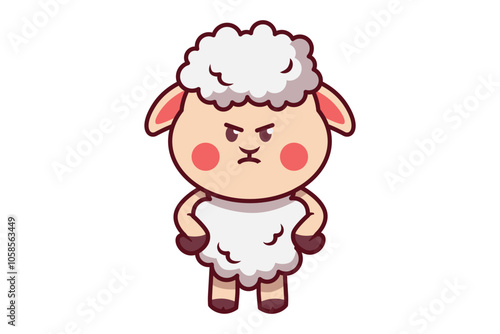 Cute Sheep Angry Illustration