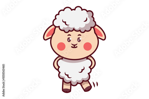 Cute Sheep with Watery Eyes and Hands on the Back Illustration