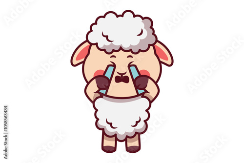 Cute Sheep Crying Illustration