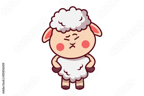 Cute Sheep Frowning Illustration