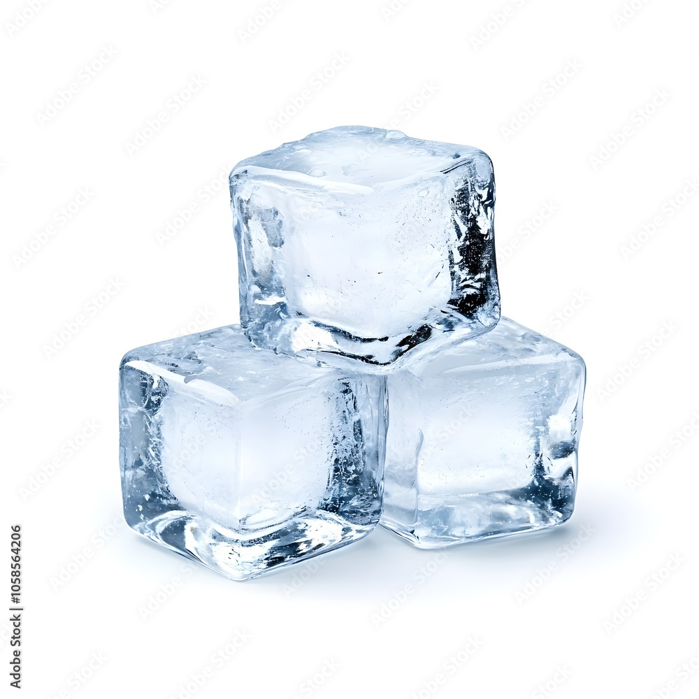 Obraz premium Perfectly Clear and Pristine Cubes of Ice Isolated on White Background