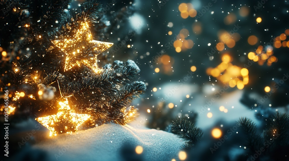 Christmas Abstract Background with Snow and Stars
Christmas Abstract Background with Snow and Stars