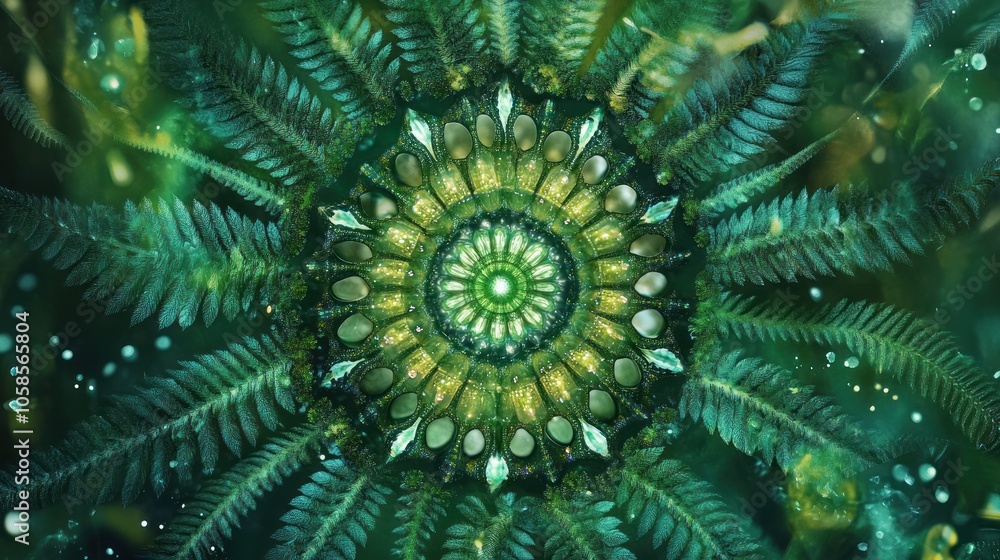 Abstract Green Mandala with Fern Abstract Green Mandala with Fern