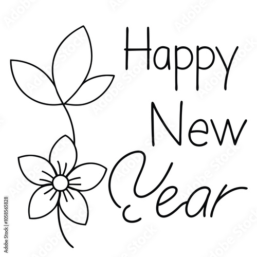 Elegant Happy New Year White Background.