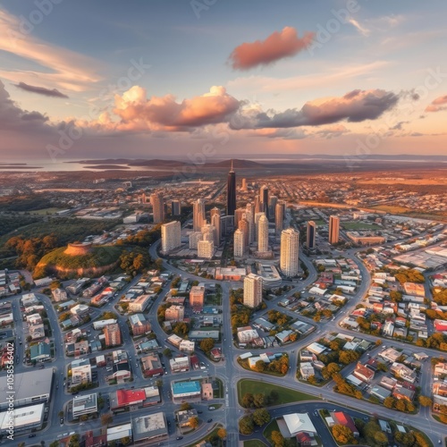 Aerial view of new yok city with its financial district during sunset aerial city Ultra realistic Photorealistic  photo