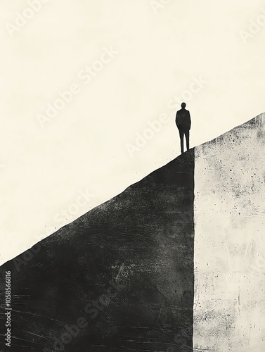 Illustration minimal concept background Silhouette on a contrasting slope