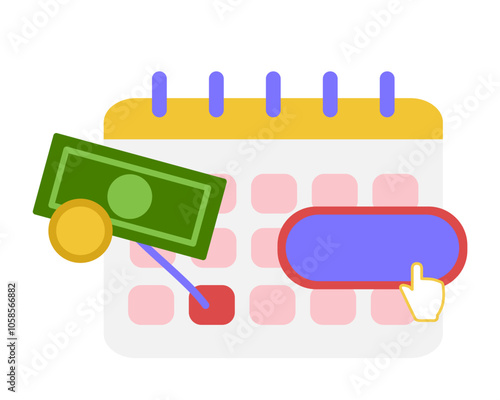 Retainer payment, a monthly payment. Vector simple color flat illustration.