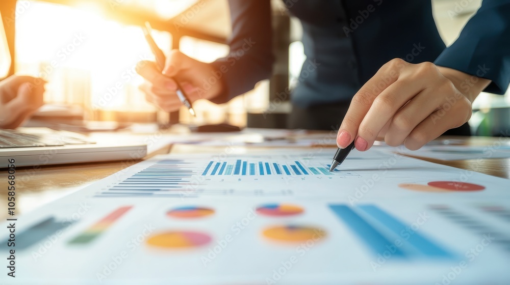 Close-Up of a Businesswoman Analyzing Graphs During a Meeting Close-Up of a Businesswoman Analyzing Graphs During a Meeting