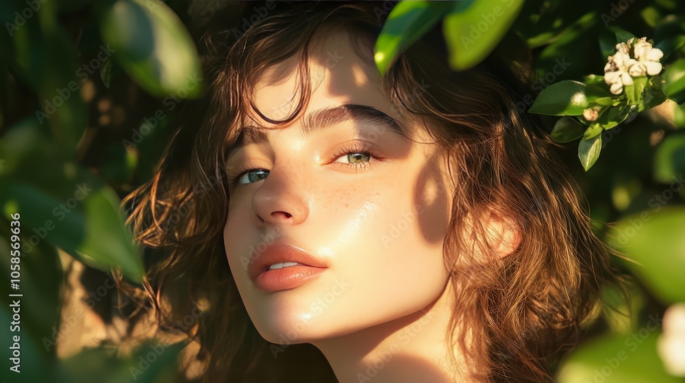 Close-up Portrait of a Young Woman with Freckles Close-up Portrait of a Young Woman with Freckles