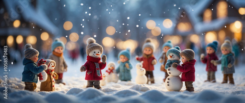 the cartoon of snow man in christmas festive.