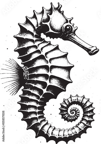 Seahorse vector drawing. You can use it in any size in your works such as tattoo, advertising, logo.