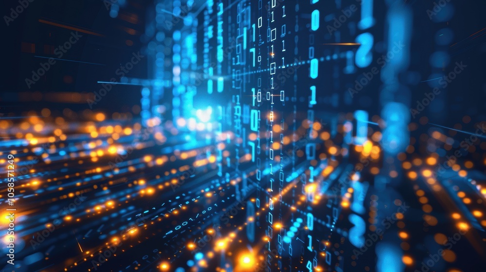 Digital Financial Technology Concept with Numbers Digital Financial Technology Concept with Numbers