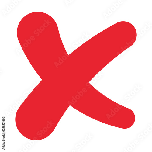 Red X cross, no trespassing silence or censored symbol. Mistake. No, wrong, ban sign, red cross