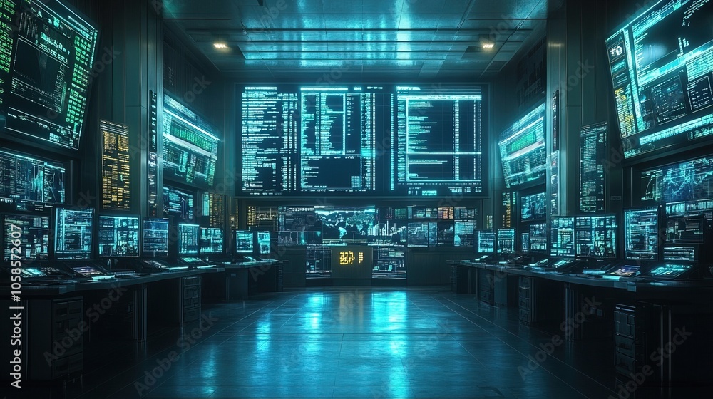 Stock Exchange Trading Floor, Vitual Screen Stock Exchange Trading Floor, Vitual Screen
