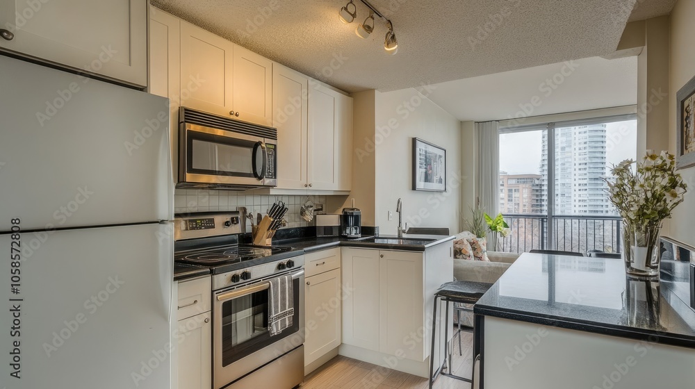 Fototapeta premium Modern Kitchen with Sleek Design and Natural Light