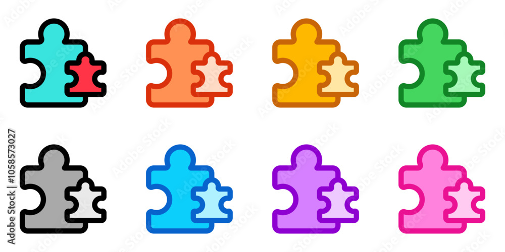 Editable puzzle game, puzzle pieces vector icon. Video game, game elements. Part of a big icon set family. Perfect for web and app interfaces, presentations, infographics, etc Editable puzzle game, puzzle pieces vector icon. Video game, game elements. Part of a big icon set family. Perfect for web and app interfaces, presentations, infographics, etc