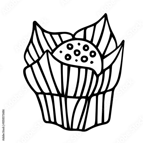 Vector doodles. Muffin drawing. Design element for packaging, cards, patterns, textiles