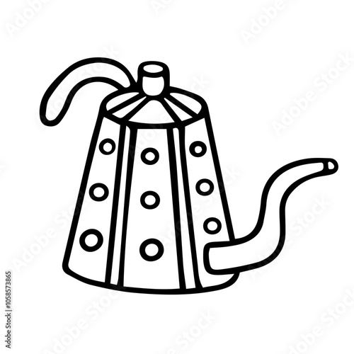 Vector drawing of a teapot. Doodle. Turkish coffee pot. Cartoon teaware