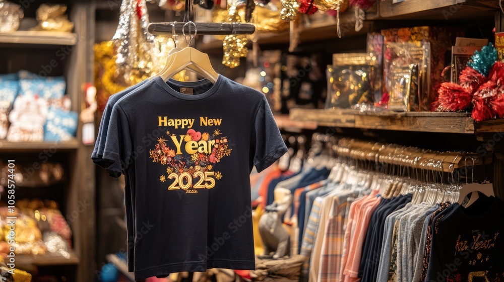Happy New Year 2025 T-Shirt Display in Store Happy New Year 2025 T-Shirt Display in Store