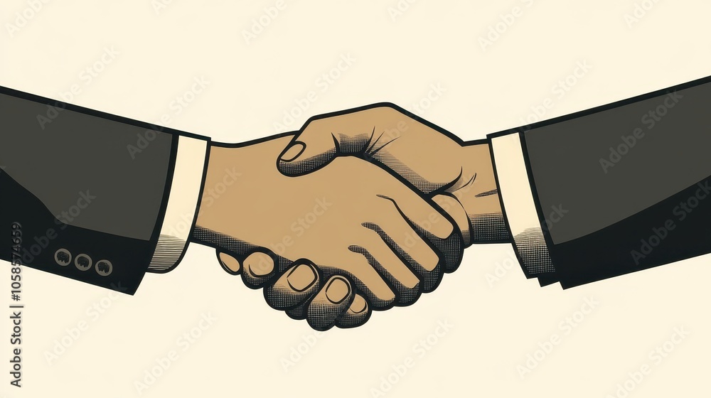 Handshake Illustration in Retro Style Handshake Illustration in Retro Style