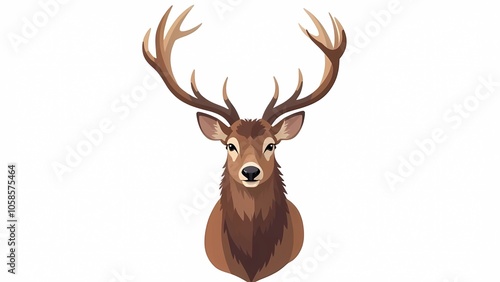 Watercolor Illustration of a deer with large antlers on a white background is perfect for nature and holiday-themed designs.