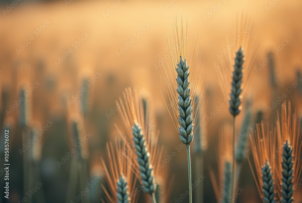 Golden wheat ears in a field at sunset. Golden wheat ears in a field at sunset.