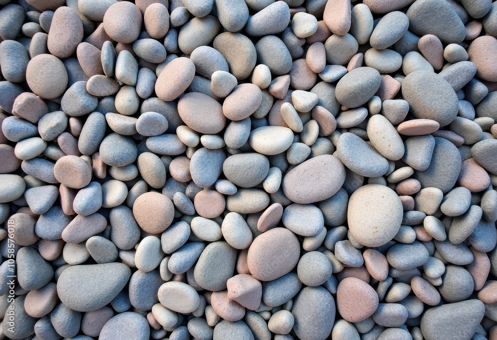 Smooth pebbles in shades of gray and pink Smooth pebbles in shades of gray and pink
