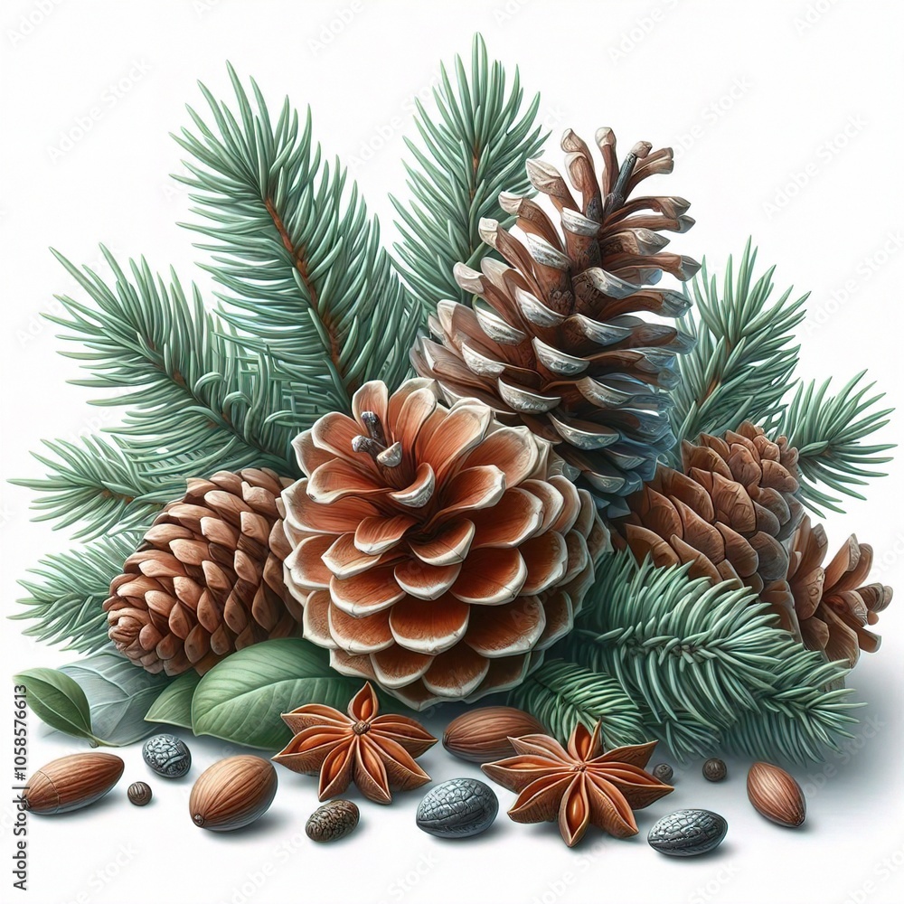 Fototapeta premium pine cones isolated on white