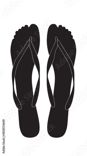 Flips Flops Silhouette. Black and White Icon , black silhouettes isolated on white background