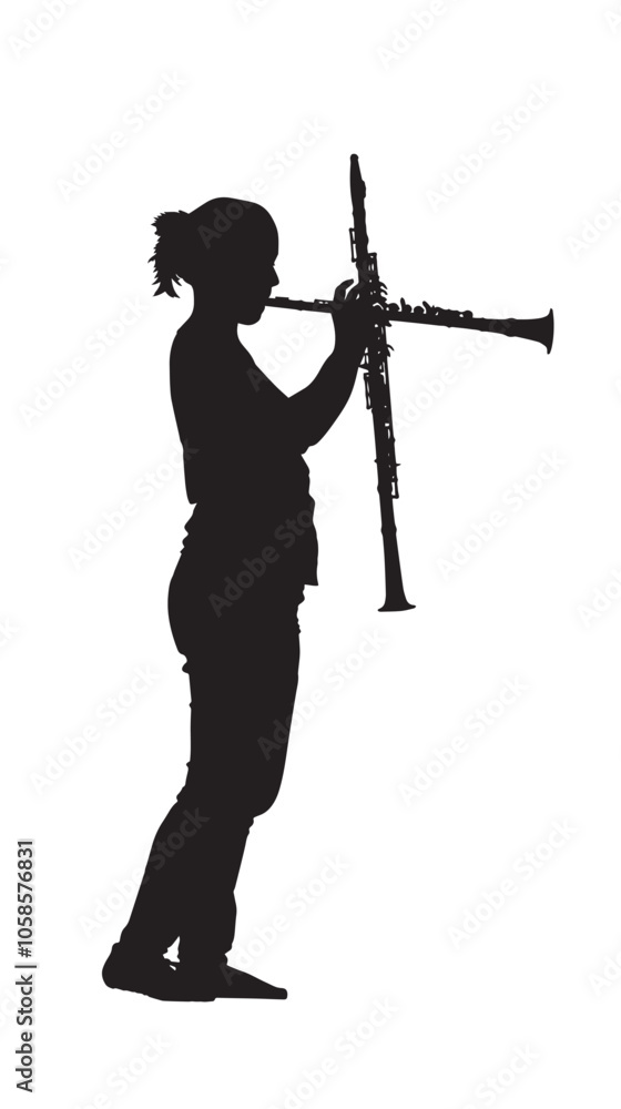 Flute silhouette isolated on white background Flute silhouette isolated on white background