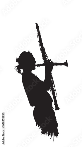 Flute silhouette isolated on white background